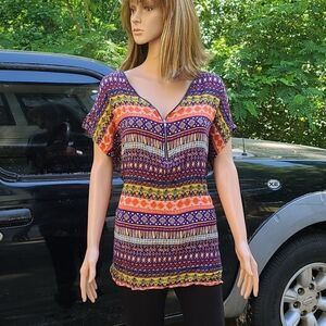 Annabelle tunic blouse with zipper neckline